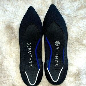 Rothy’s | The Point | Solid Black with White Halo | Ballet Flats  | Size 7